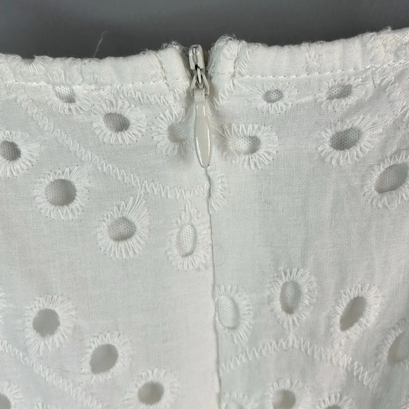 REBELLION Coquette White Eyelet Peplum Tied Strap Top Zipper Lined Cotton Size M - Picture 5 of 12